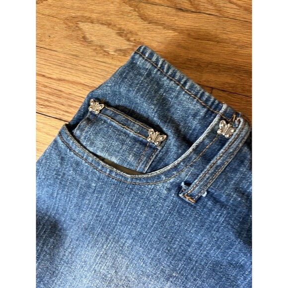 Jolt Juniors’ Denim Skirt size 14 Butterfly Y2K Streetwear Flare See Measurement - Picture 3 of 7